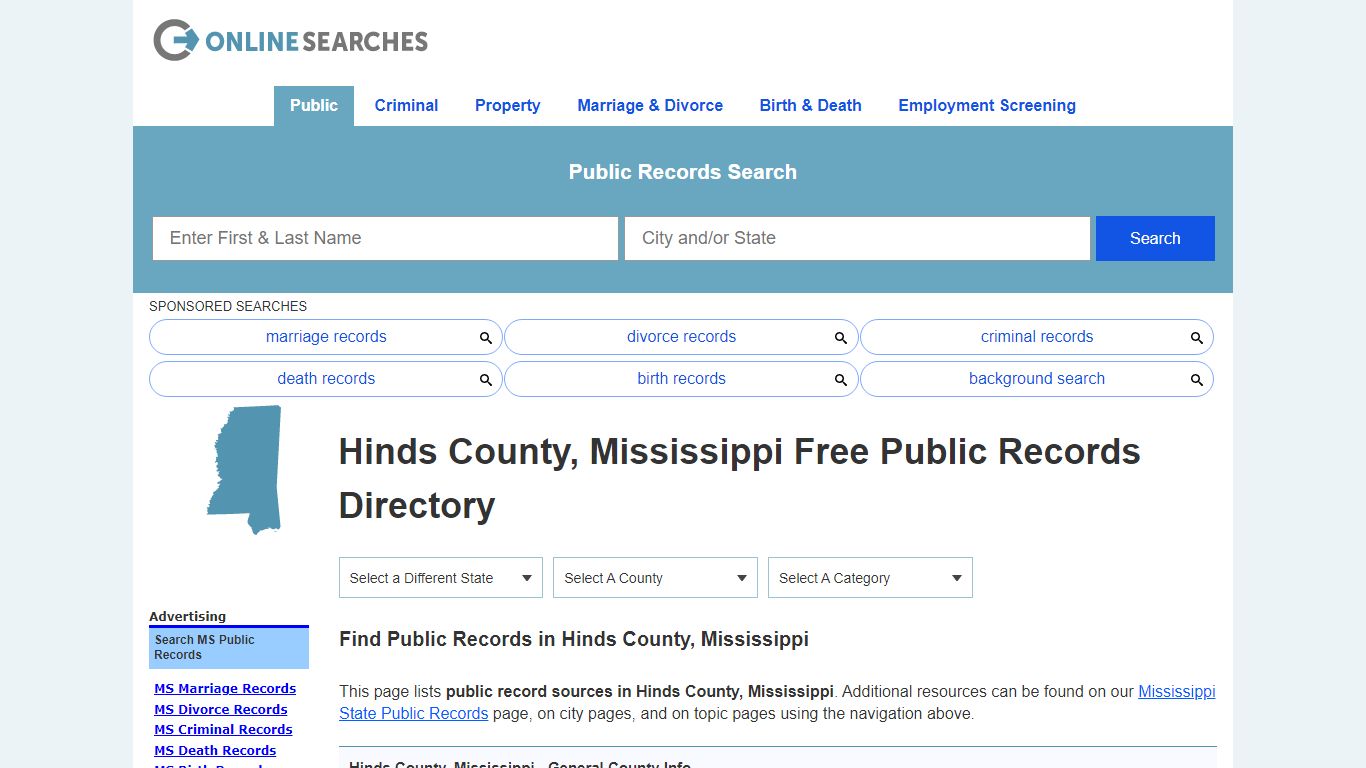 Hinds County, Mississippi Public Records Directory